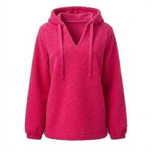 NEW Loft Women's SMALL Pink Hooded Pullover Sweater Solid Colorful Top